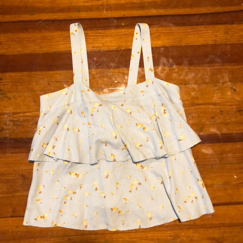 Light blue with yellow flowers tank